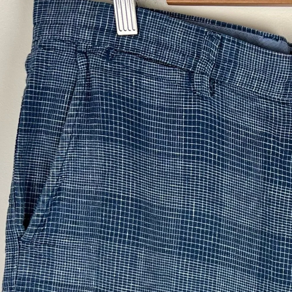 J. Crew Club | Men’s 100% Linen Plaid Shorts Blue Preppy Beachy Coastal | 36